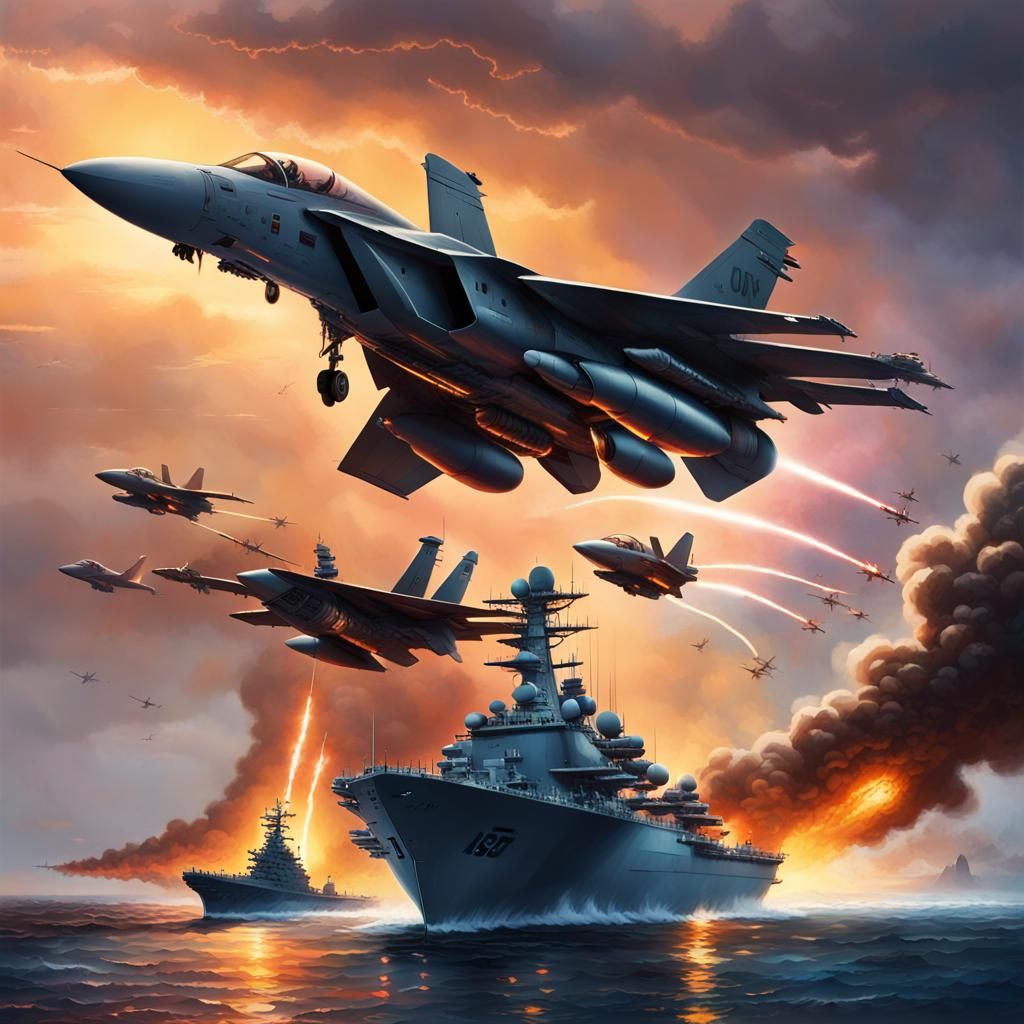Fighter Jets in Epic Battle Over Aircraft Carrier