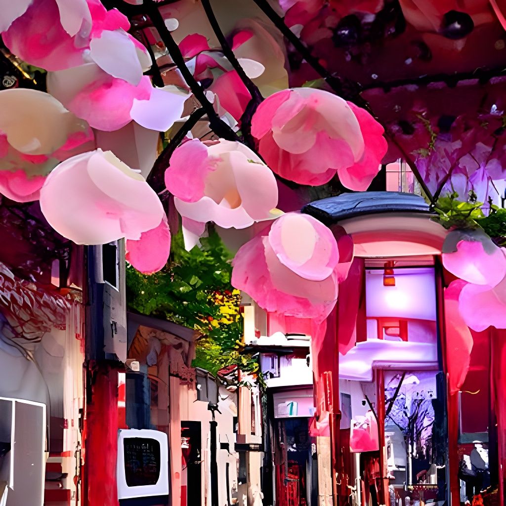 Charming Cherry Blossom Street in Anime Style