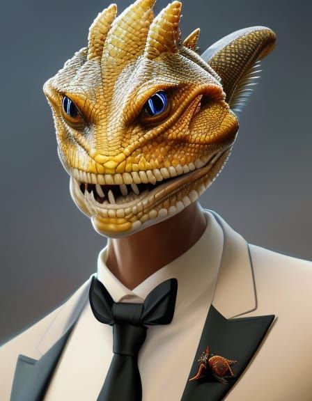 Lizards in Tuxedos: Hyperdetailed Digital Portrait