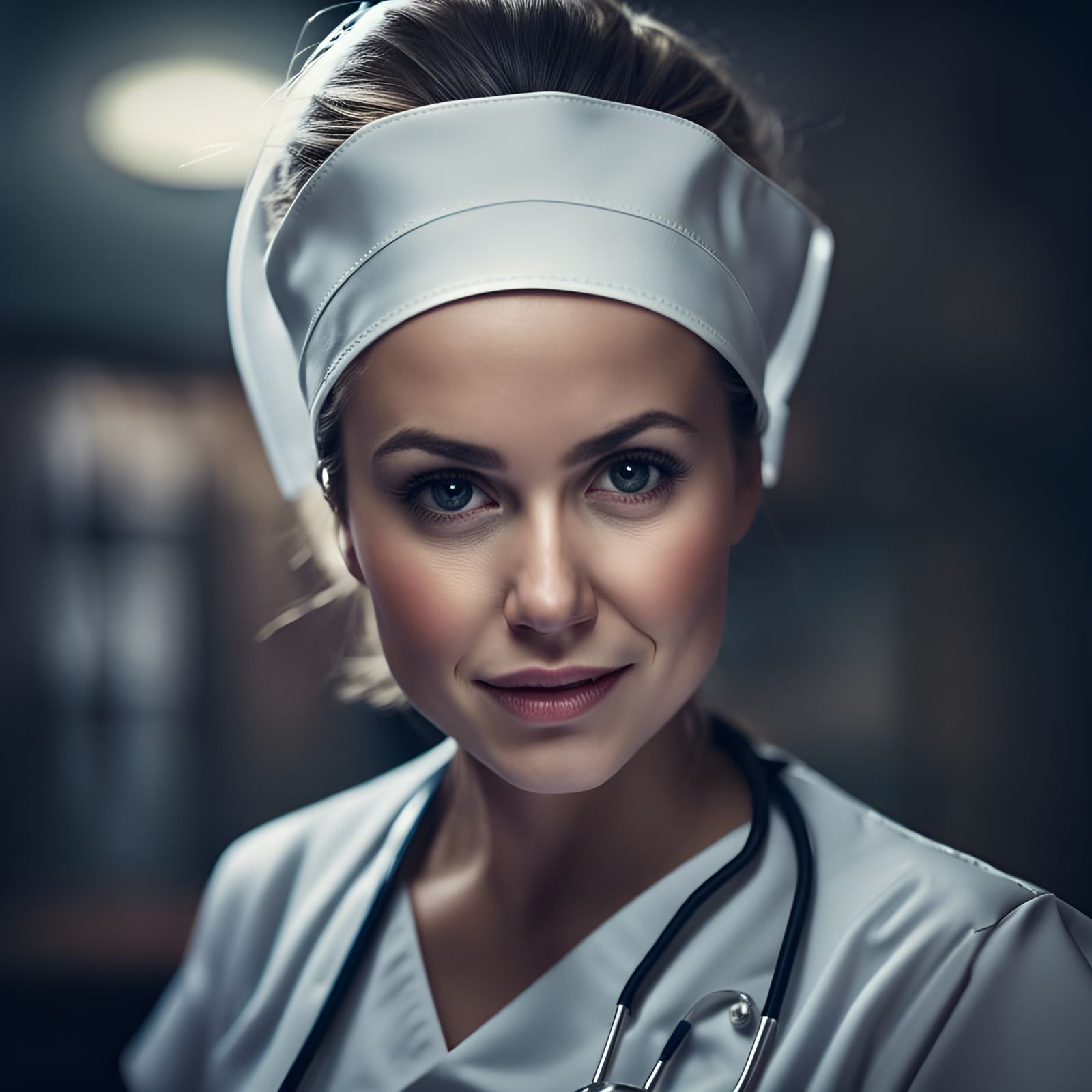 Hyperrealistic Nurse with Oversized Needle