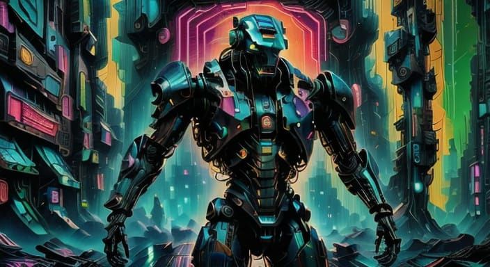 Cyberpunk Rebels in Neon-Lit Futuristic Cityscape