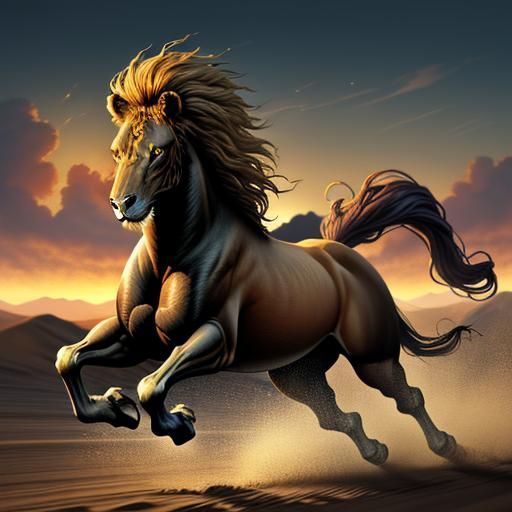'Zoomorphic' 3D image of a horse & lion