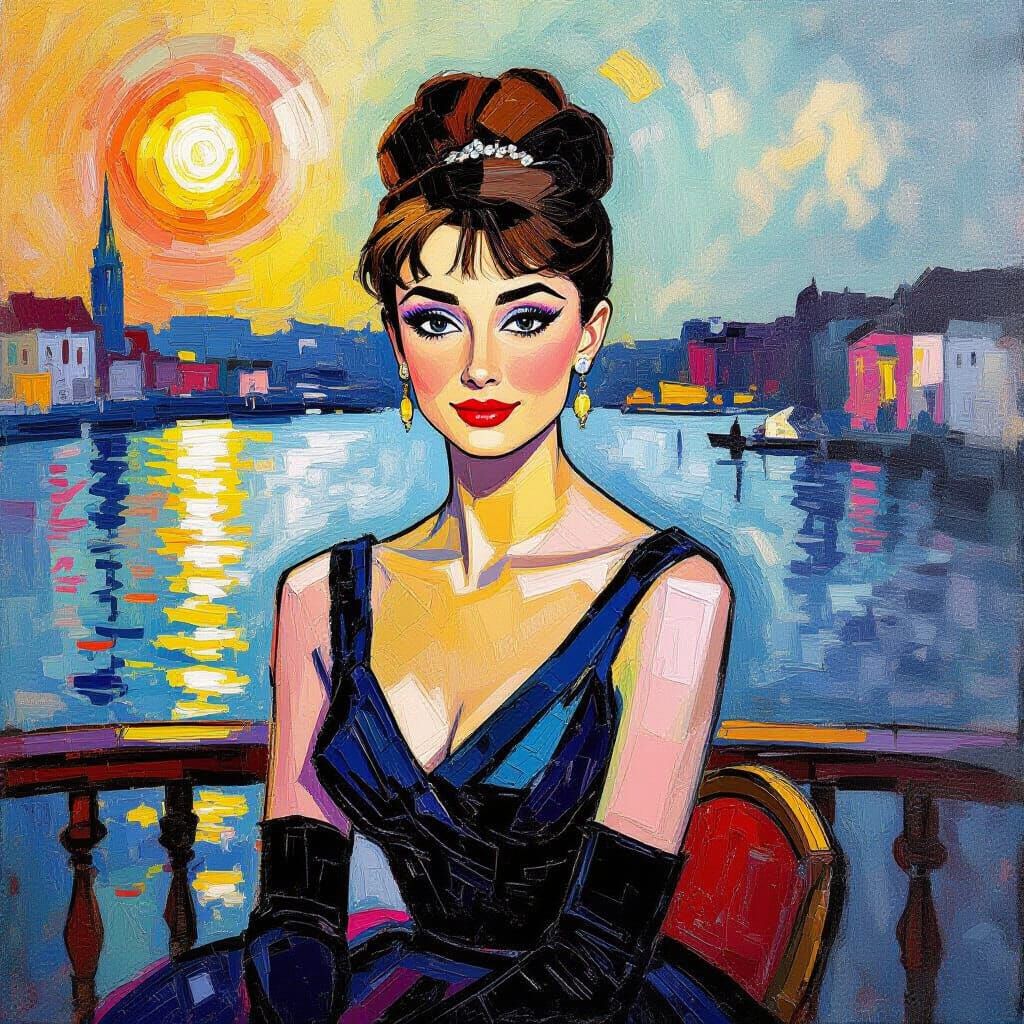 Audrey Hepburn in Neo-Impressionist Expressionist Style