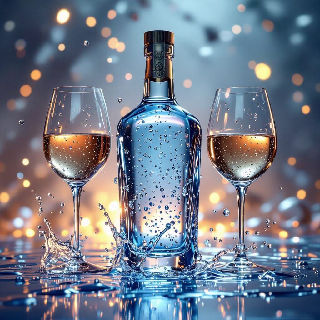 Candy Paint Liquor Bottle With Wine Glasses Dynamic Lighting