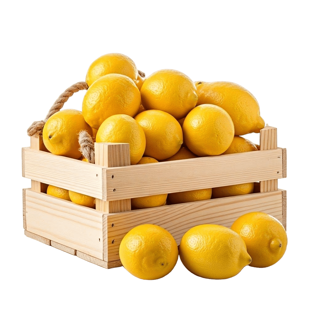 Studio-Style Lemons in Wooden Crate