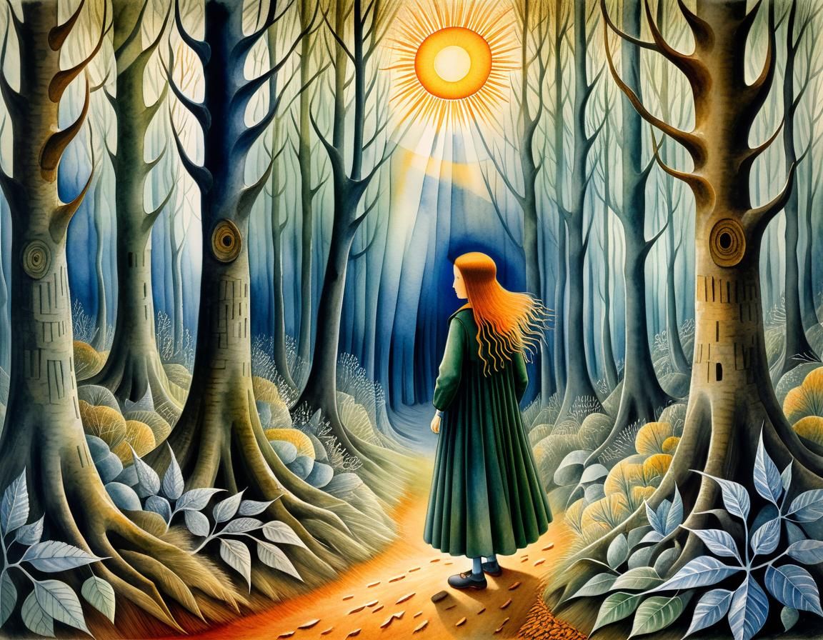 Wandering in Forest as Watercolour Painting