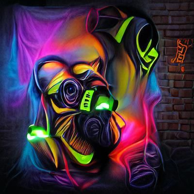 Surreal Gas Mask in Dark Void
