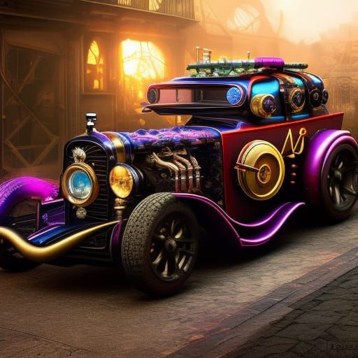 Monster Hotrod in Steampunk Fantasy Art