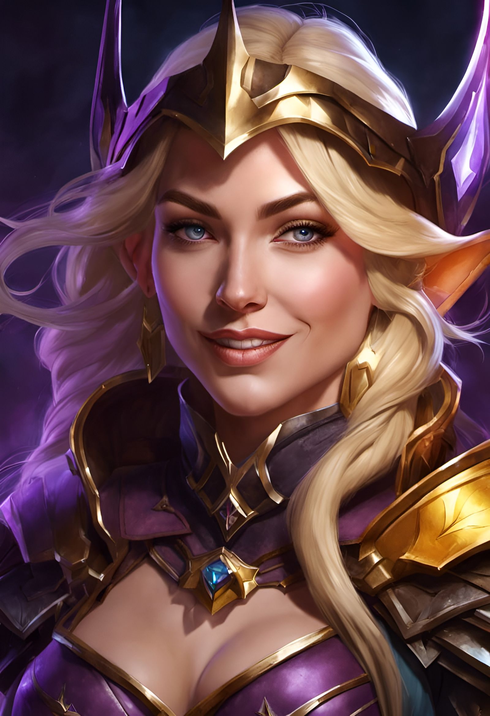 Smiling Elf Ranger in Dark Fantasy Style
