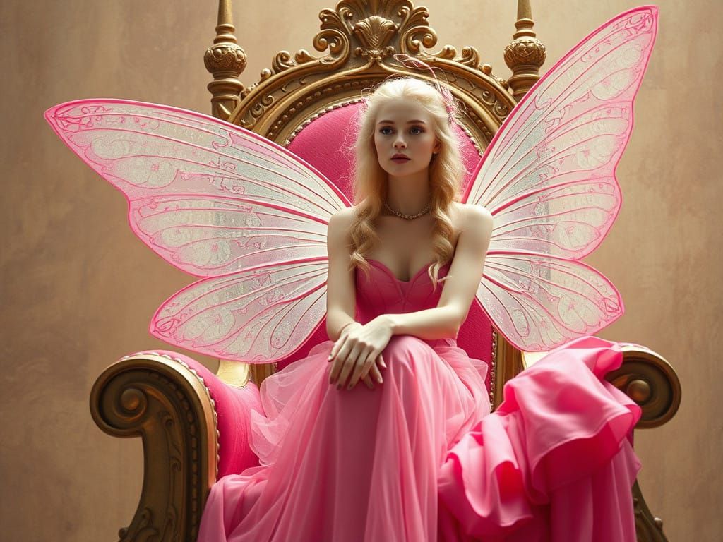 Regal Blonde Fairy in Pale Magenta