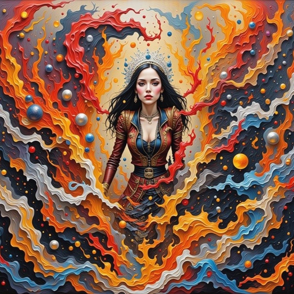 Burning Landscape in Impasto Style