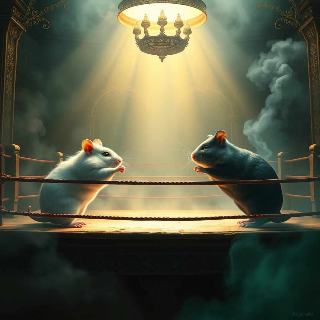 Mystical Boxing Hamsters in a Golden Arena