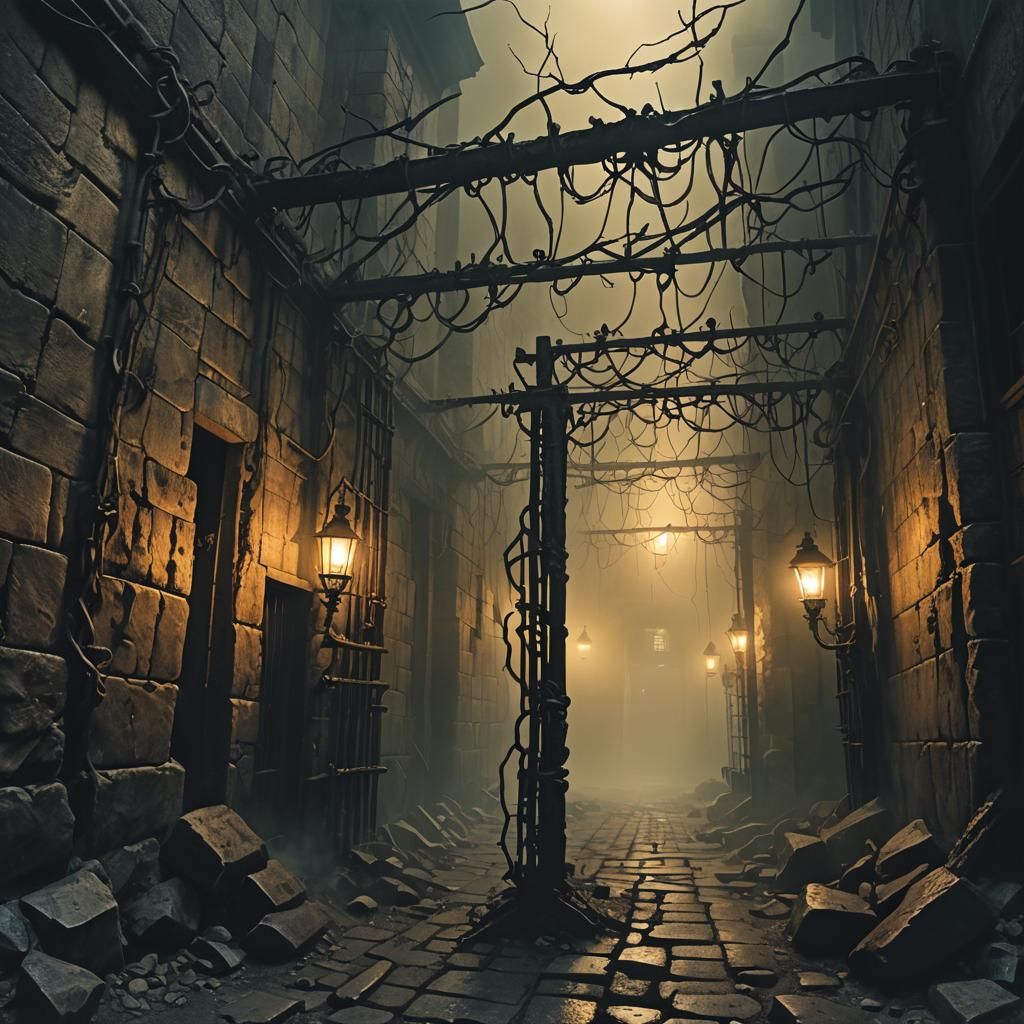 Monstrous Prison in Dark Fantasy Style