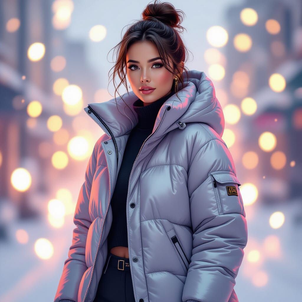Vibrant Puffer Suit: Futuristic Digital Art