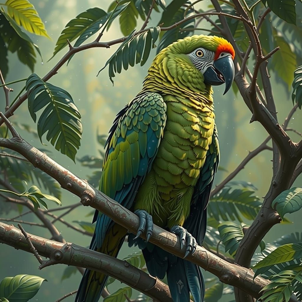 Macaw Portrait in Vibrant Triadic Colors