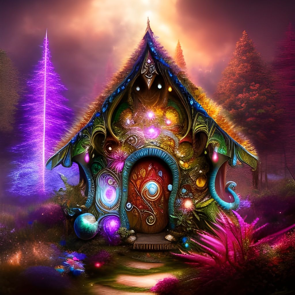 Enchanted Fairy Mushroom House with Titanium Quartz Texture