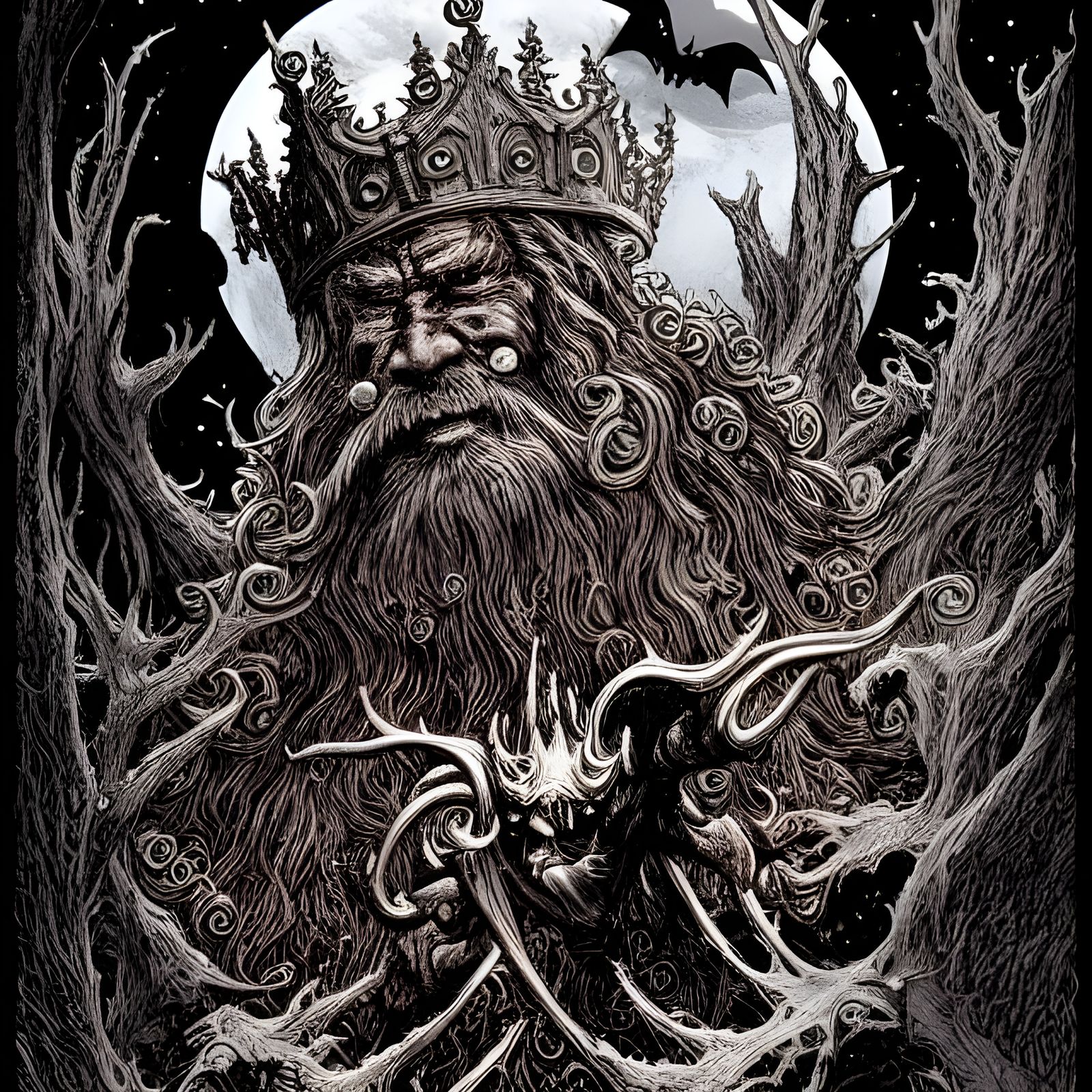 Creepy Fearsome King Santa Claus Digital Illustration