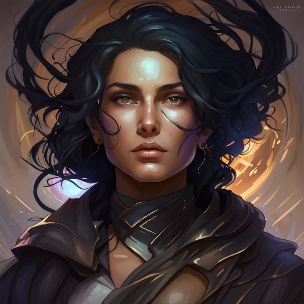 Wise Sorceress Portrait in Hyperdetailed Style