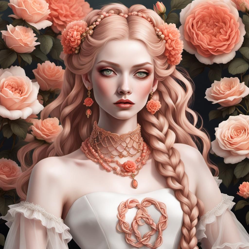 Elegant Young Woman with Coral Accessories