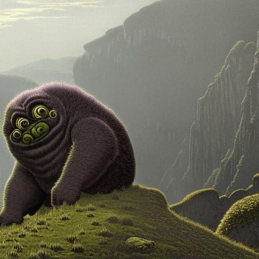 Horrific Giants and Trolls in Dark Fantasy Style