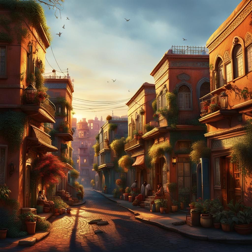Detailed Belgian Terrace Matte Painting