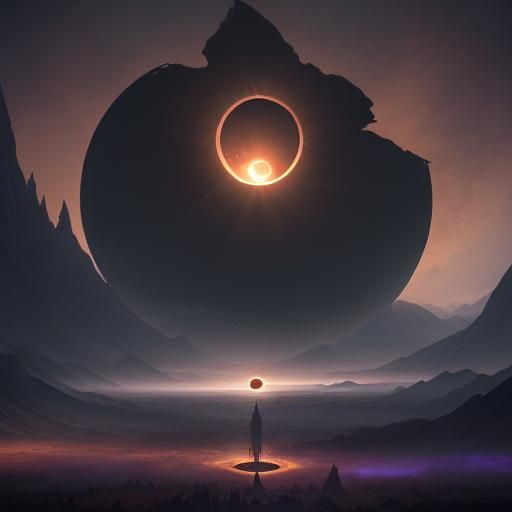 Dramatic Solar Eclipse in Detailed Matte Painting