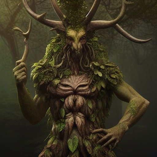Horned Forest God Treant Digital Painting