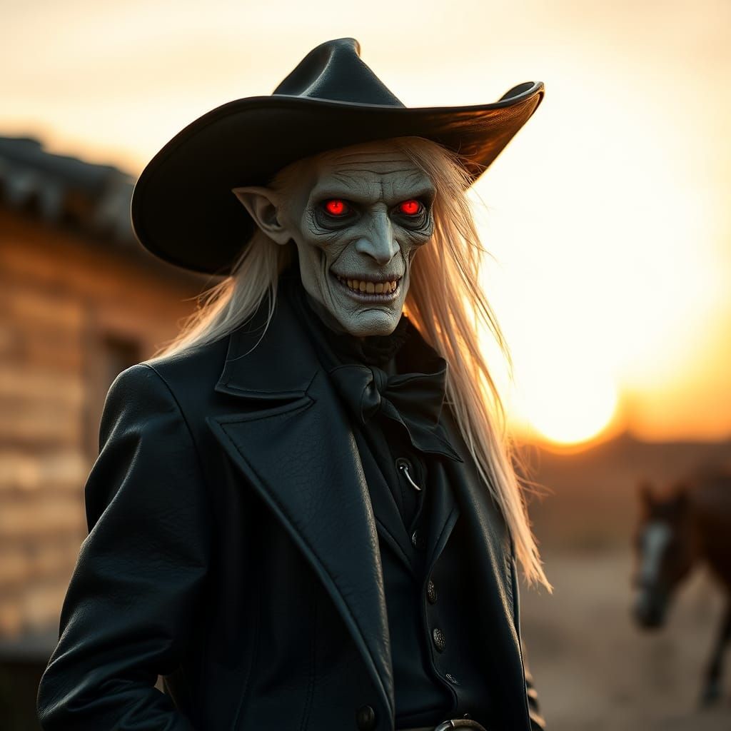 Demon Gunfighter in Golden Light, Ansel Adams Style