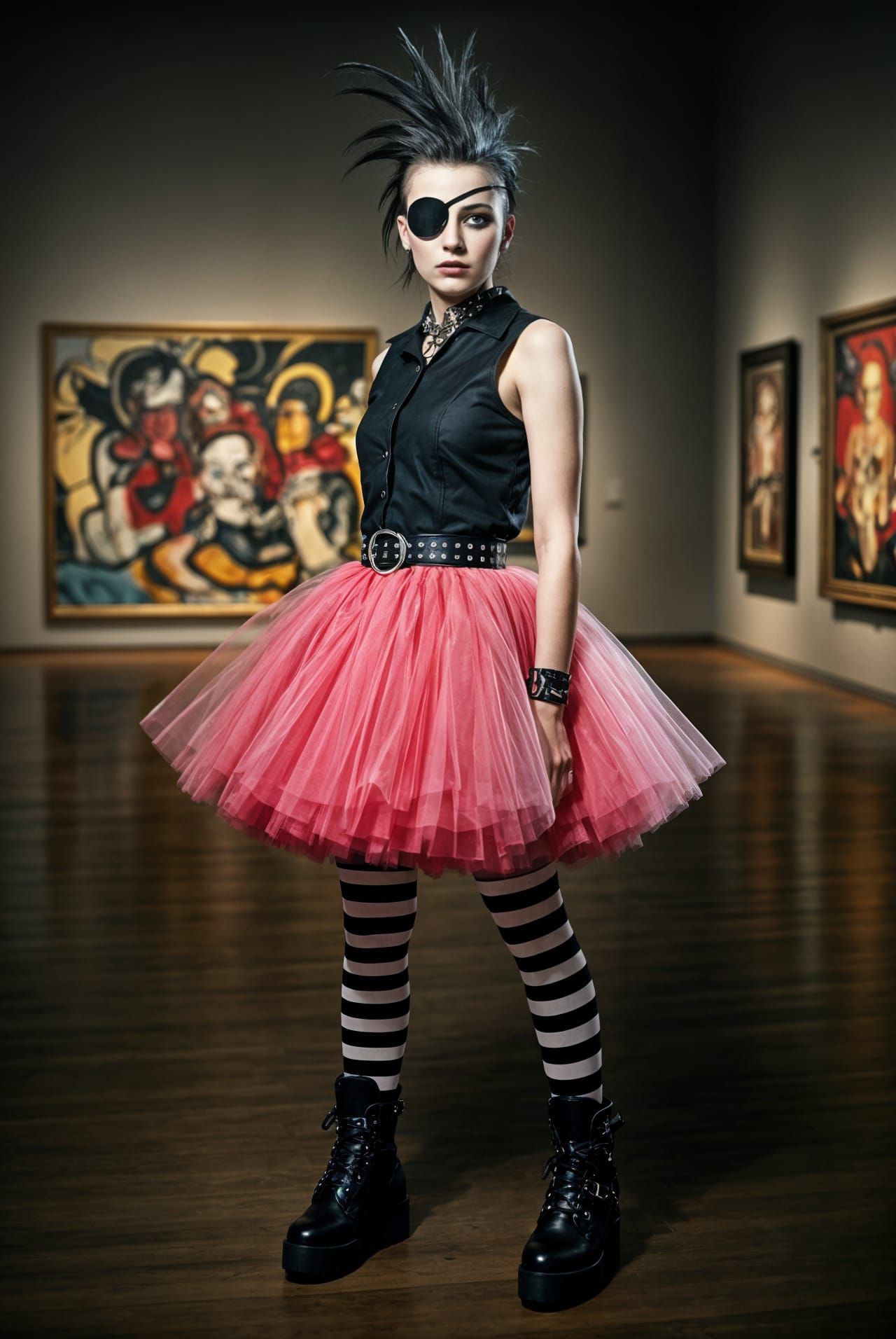 Moody Punk Girl in Art Gallery