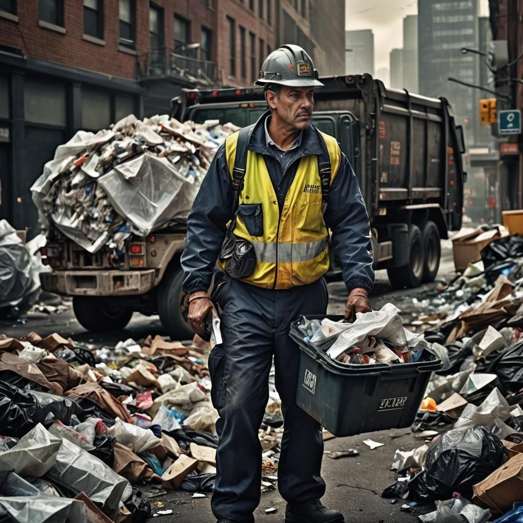Hyperrealistic Garbage Man CEO in HDR