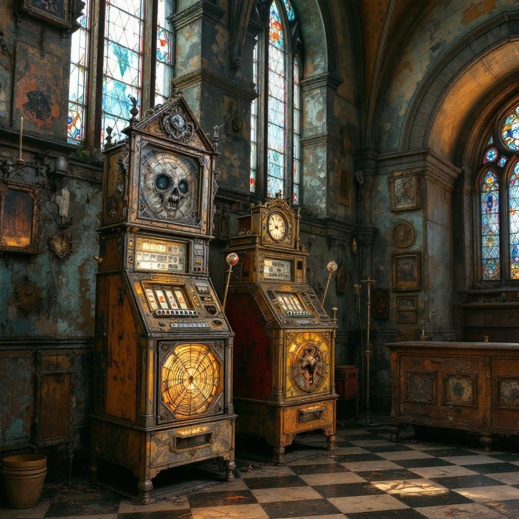 Demonic Slot Machines in a Haunting Church Sanctuary