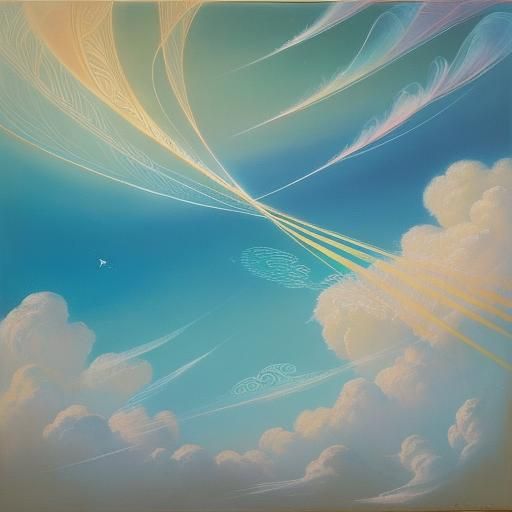 Angelic Lyre in Surreal Ethereal Oil Painting