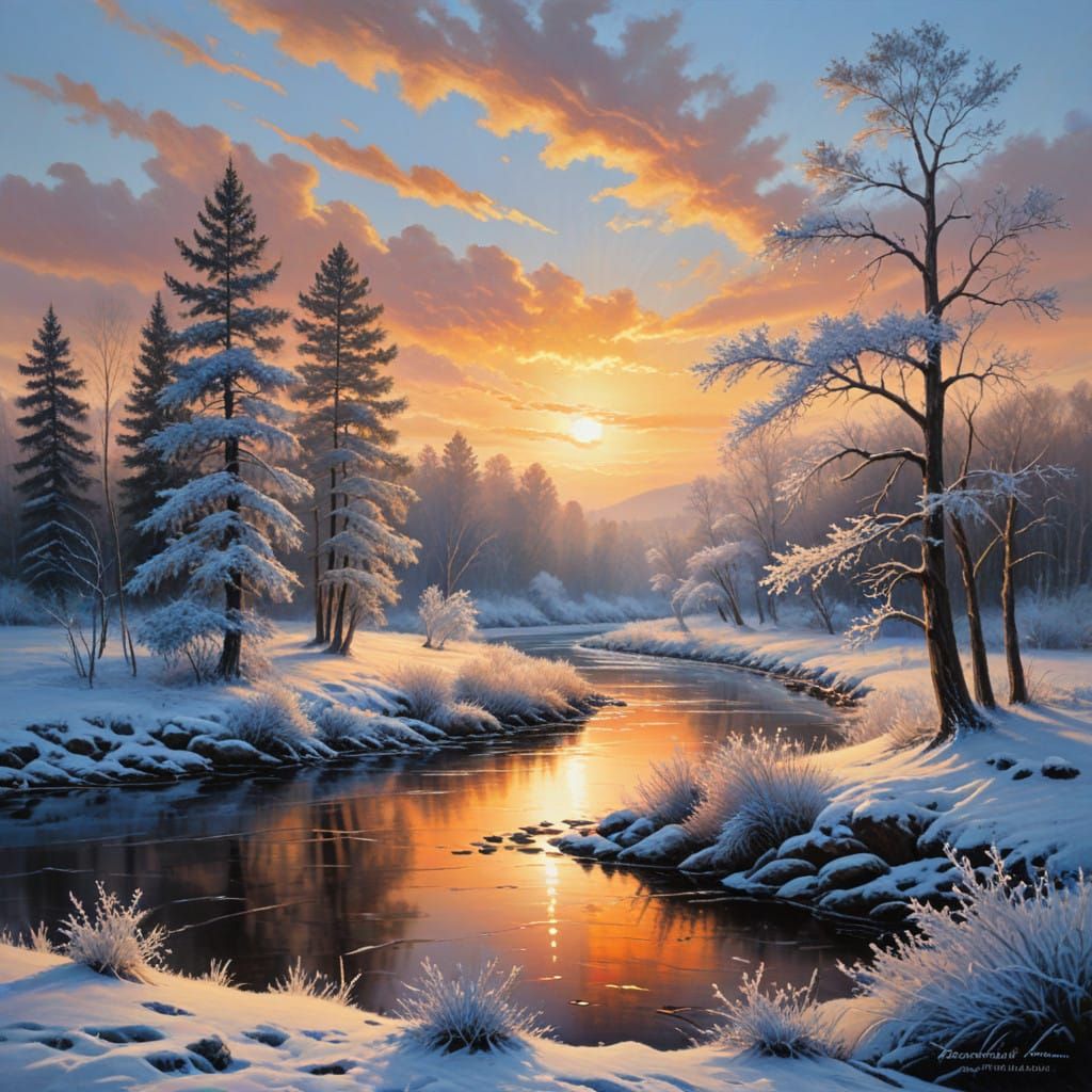 Frosty Sunset in the American Landscape