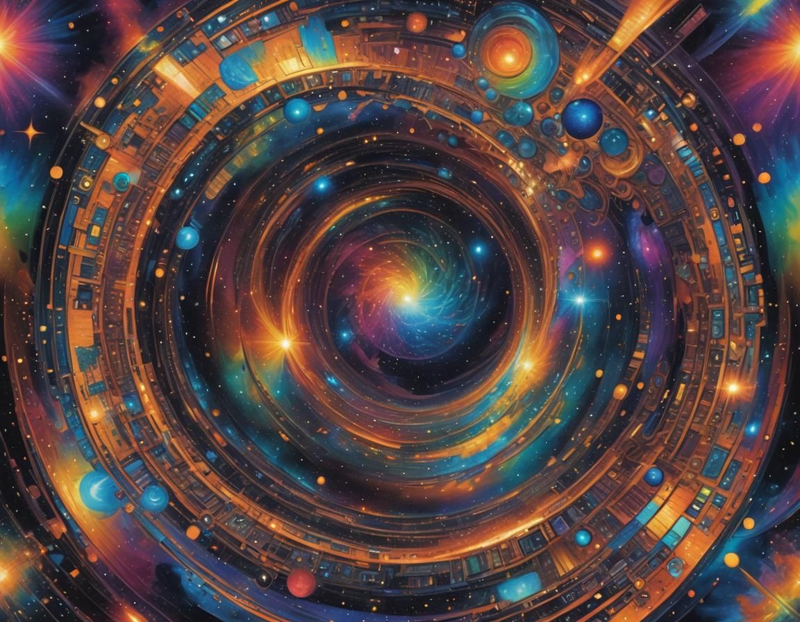 Cosmic Serenade Through Iridescent Wormhole
