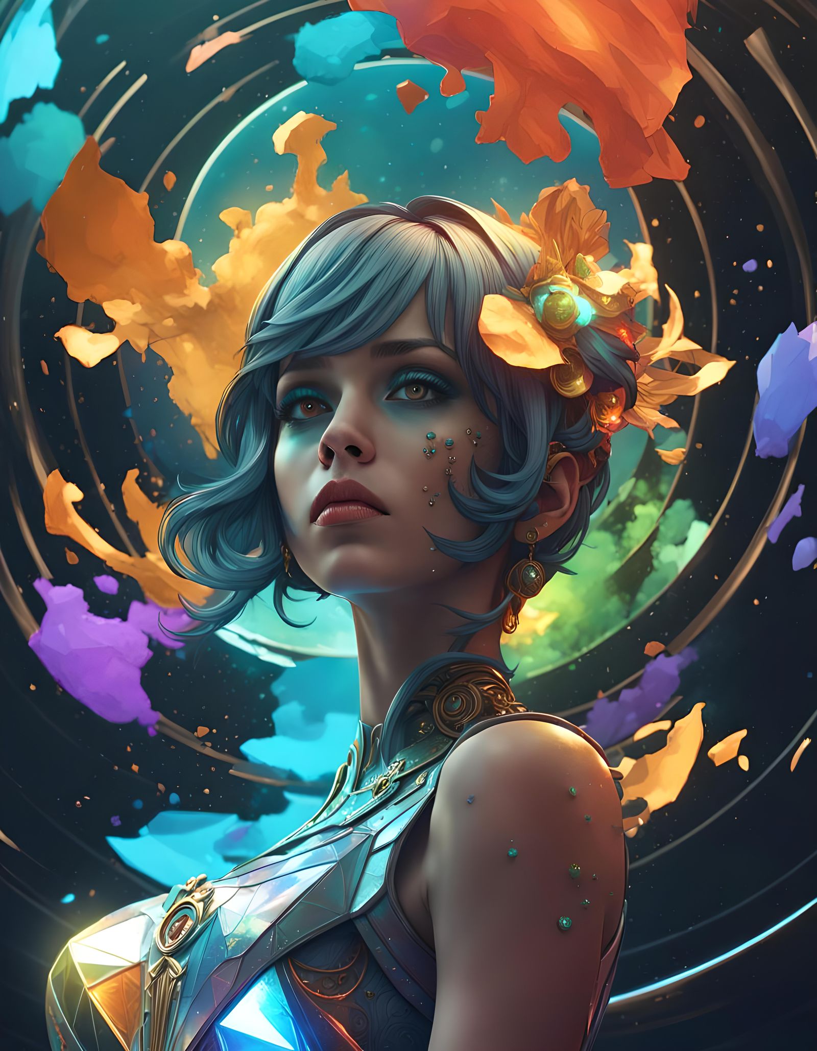 Cosmic Portrait in Volumetric Lighting, 8k Resolution