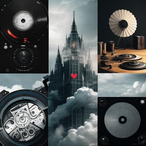 Collage of four different photographs. At the top there is a...