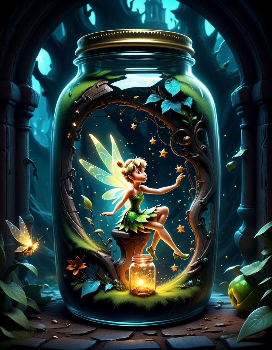Tinkerbell Trapped: A Dark Fantasy Concept Art