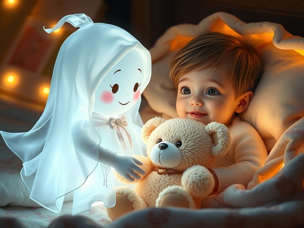 Luminescent Ghost Offers Teddy Bear: Fantasy Concept Art