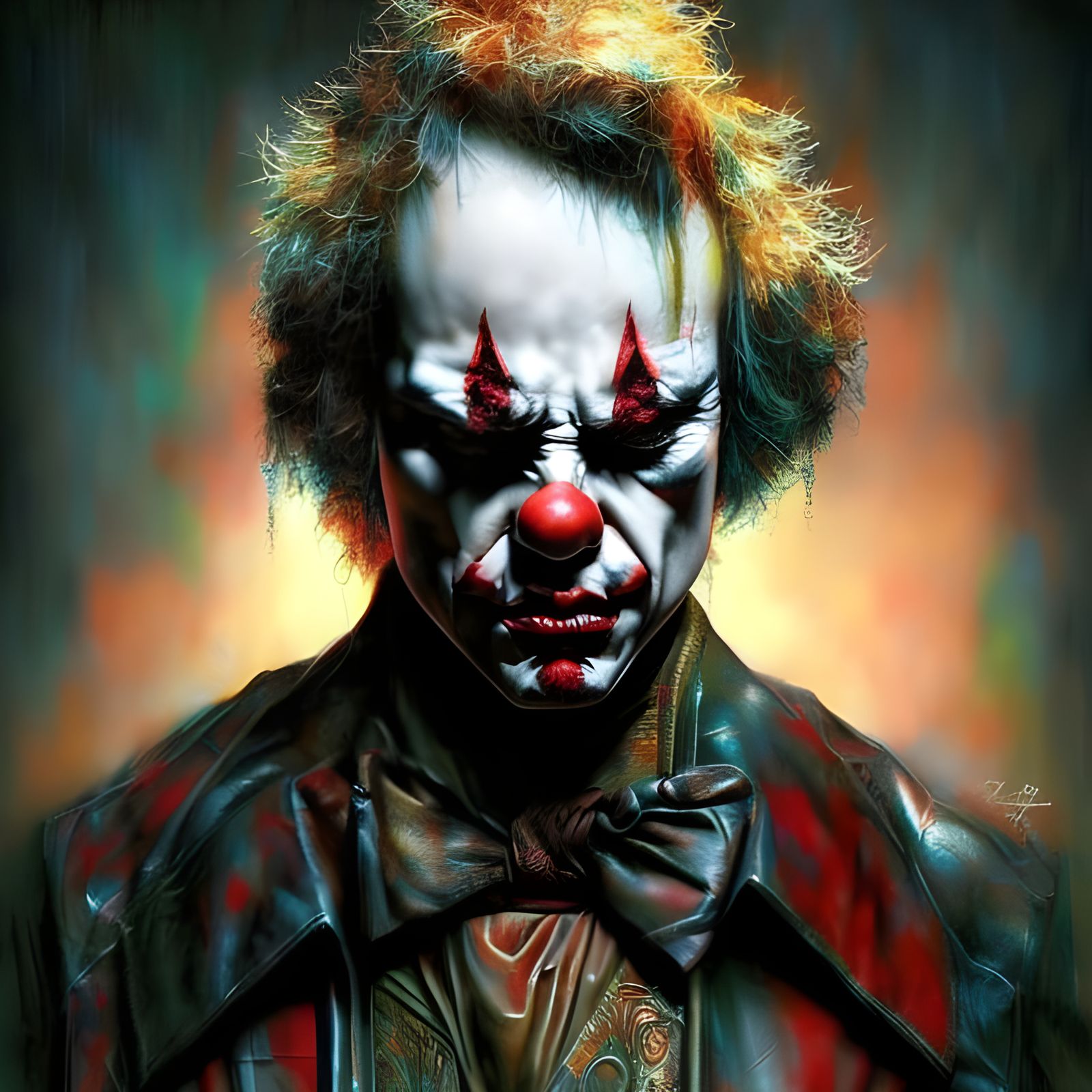 Crying Clown in Chiaroscuro Style