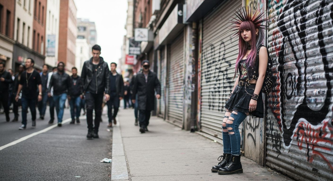 Punk Gyaru Girl in Urban Street Style