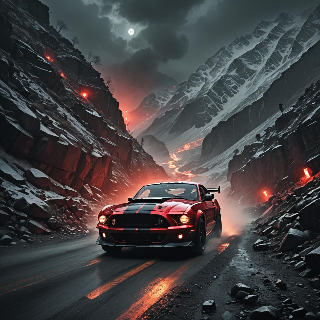 Ford Shelby Racecar on Treacherous Himalayan Road