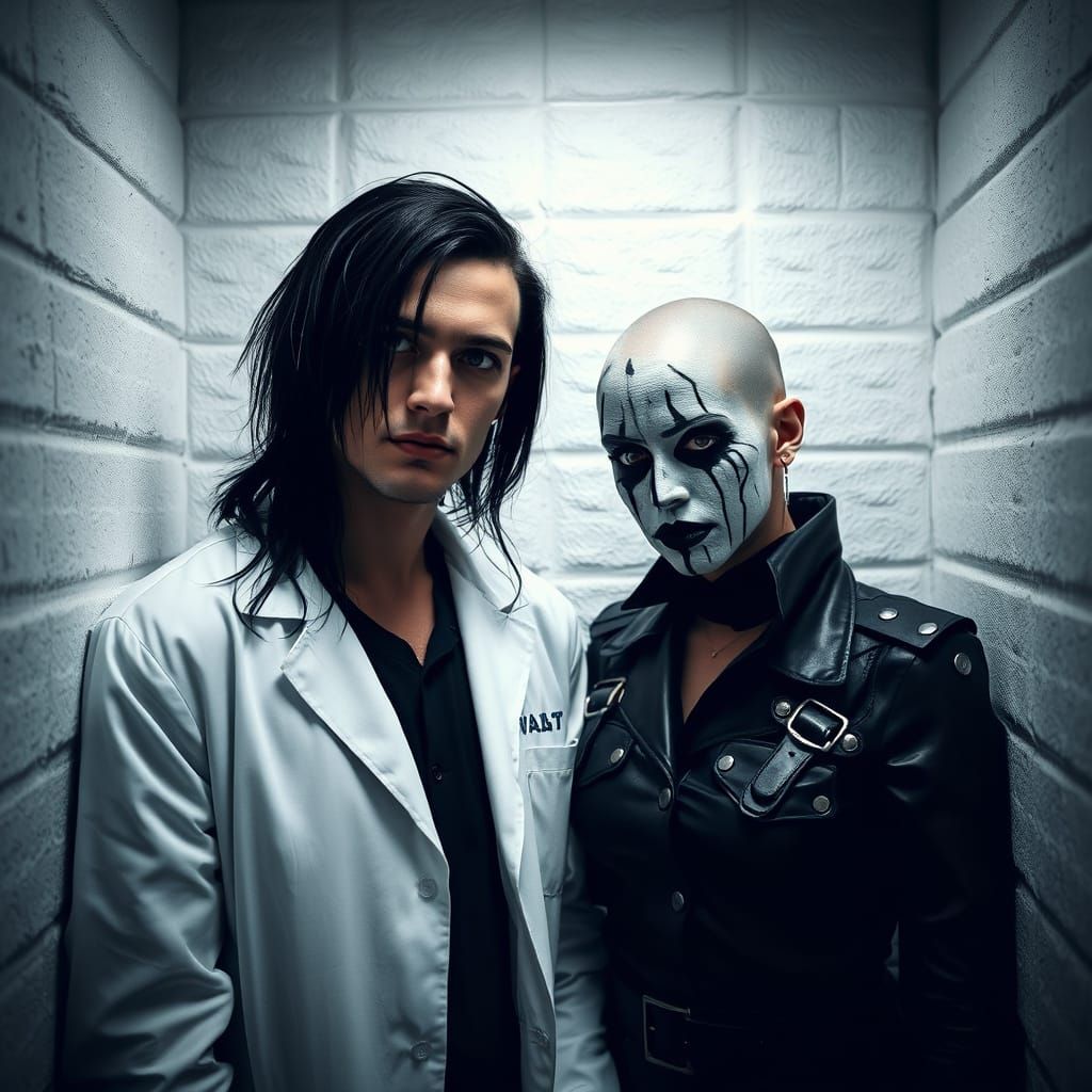 Gothic Man and Mime Woman in Padded Cell