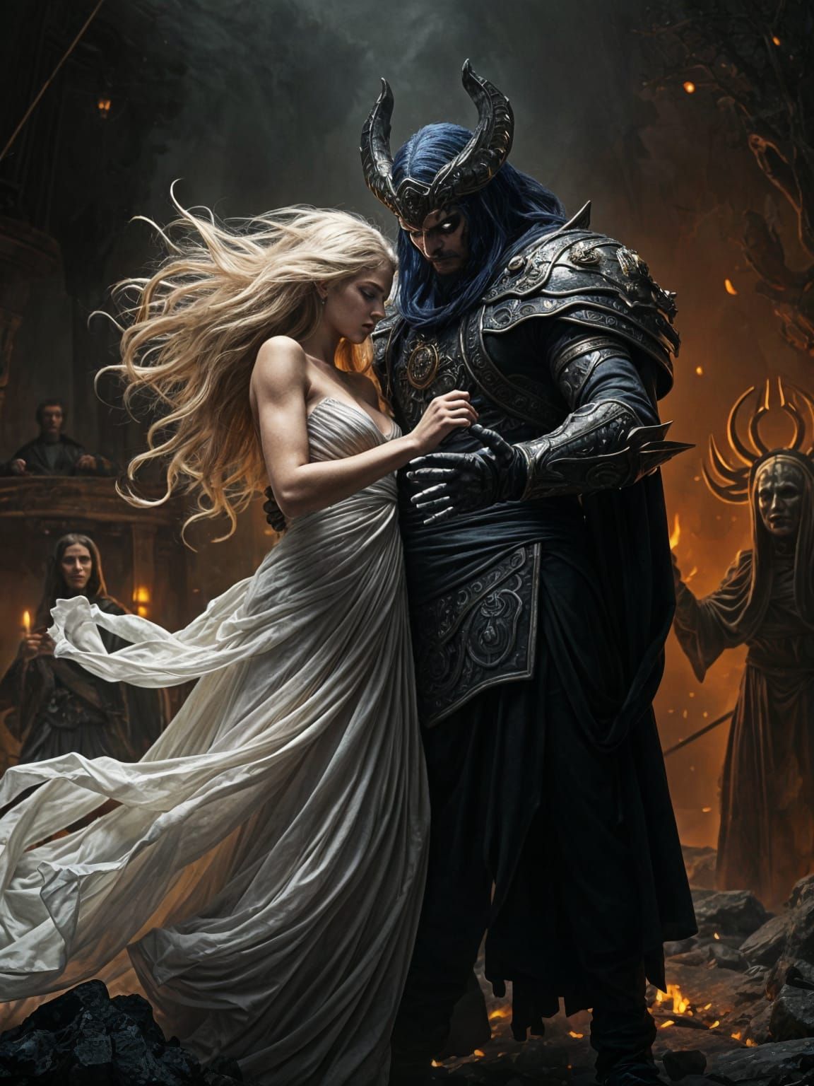 Hades Abducts Proserpina: A Hyperrealistic Underworld Scene