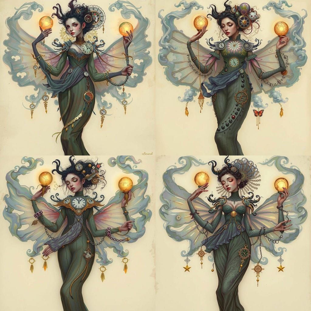 Whimsical Woman in Clockwork Beauty