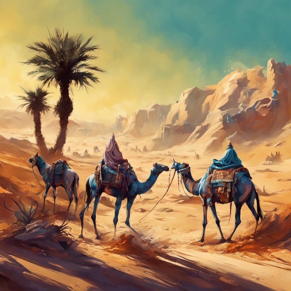Colorful Arabian Desert Graffiti Art Scene