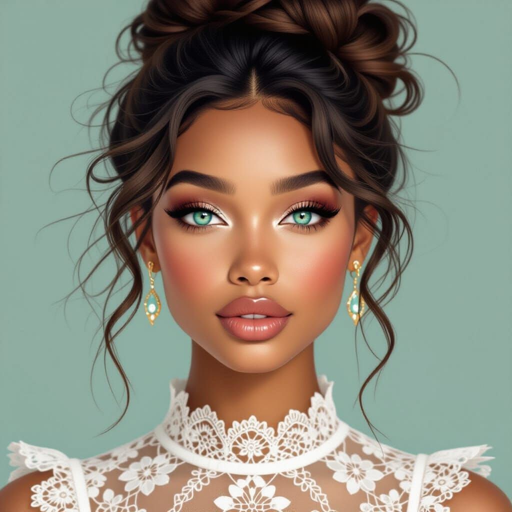 African Woman Portrait in Realistic Style