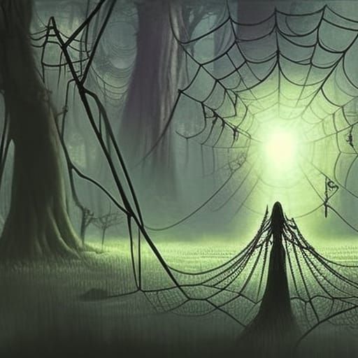 Eerie Elven Forest in Anime Wasteland Punk Style