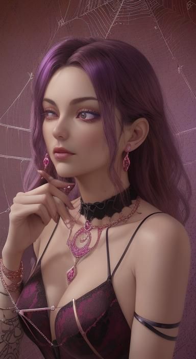 spider web red and black lace choker necklace cuff with 3d h...