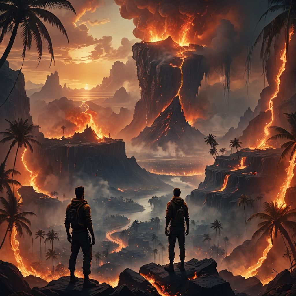 Hellish Abyss Gazing at Paradise: Fantasy Concept Art