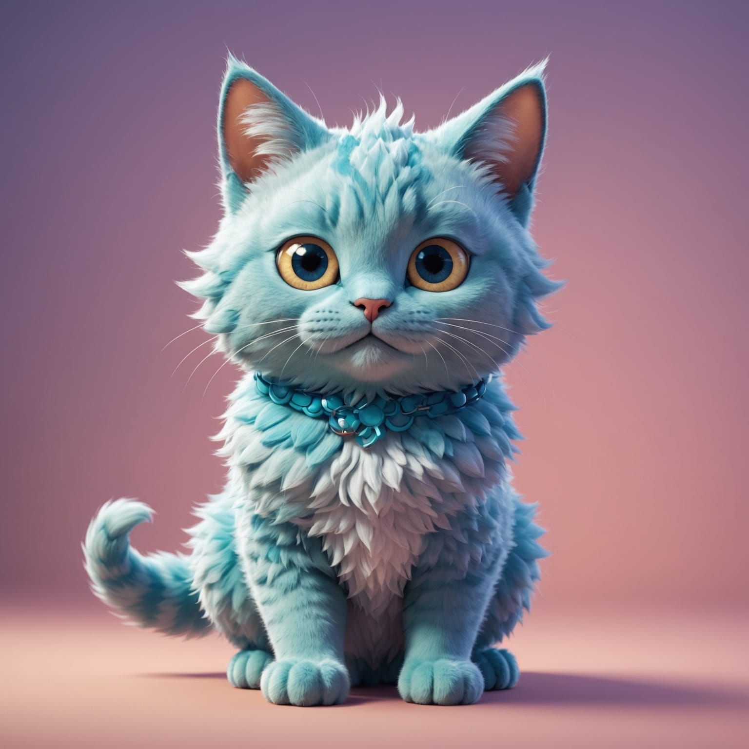 Cyberpunk Cat Concept Art in Vibrant 3D Digital Style